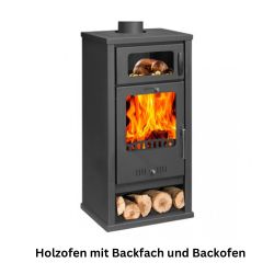  Kaminofen, Holzofen mit Backfach Balkan Energy, Modell Troy, Leistung 7.8kW